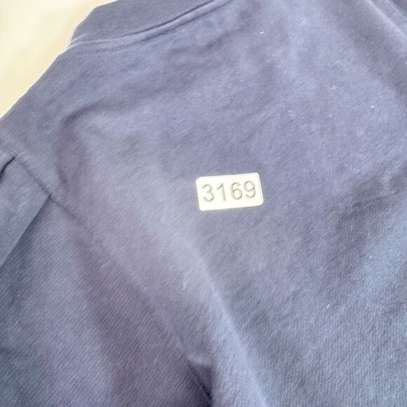 Rebecca Taylor Top Womens Medium Navy Blue Puff Long Sleeve Sweatshirt Material - Picture 8 of 8